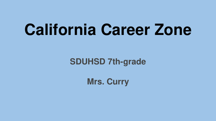 california career zone