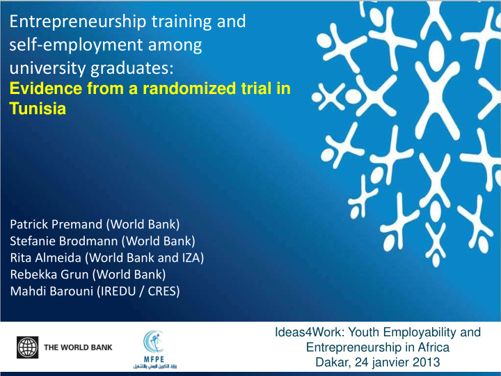 entrepreneurship training and self employment among