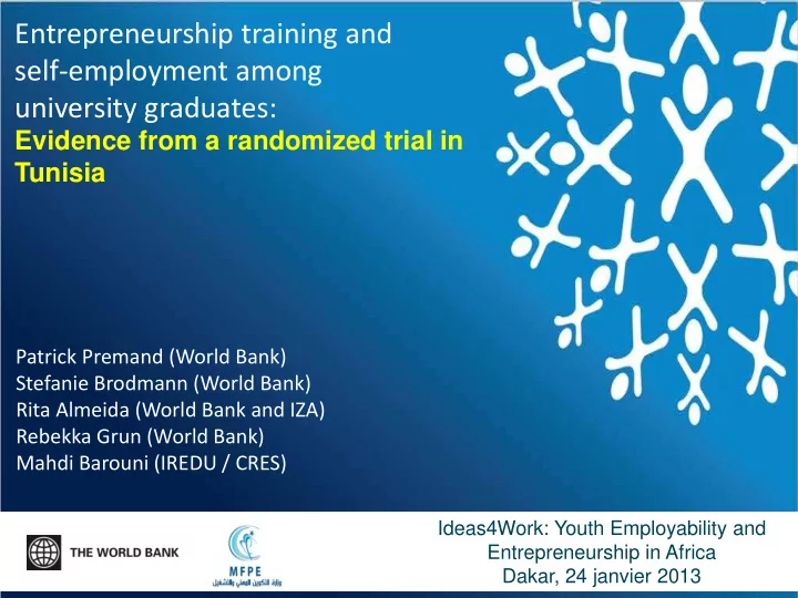 entrepreneurship training and self employment among