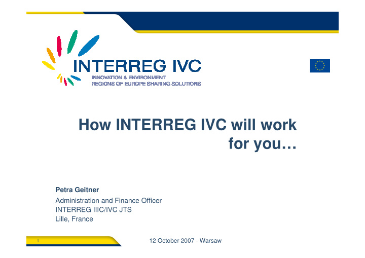 how interreg ivc will work for you