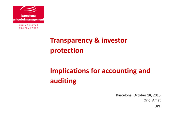 transparency investor protection implications for