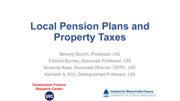 local pension plans and property taxes