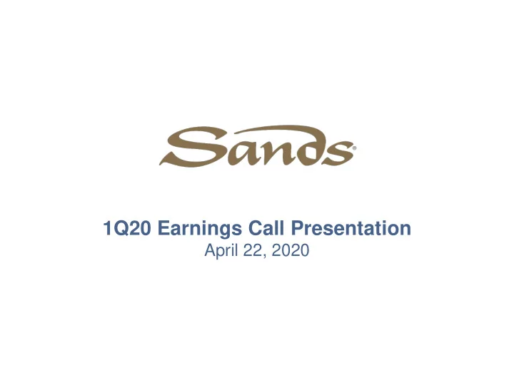 1q20 earnings call presentation