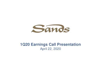 1Q20 Earnings Call Presentation  April 22, 2020  Forward Looking Statements  This presentation