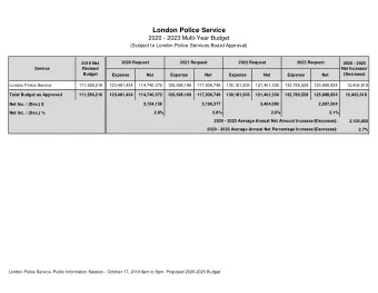 London Police Service  2020 - 2023 Multi-Year Budget  (Subject to London Police Services Board