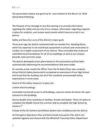 The presentation below was given by Dr. Lorie Hackett at the March 12, 2018  School Board Meeting.