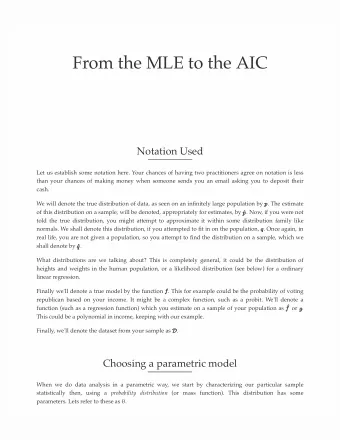 From the MLE to the AIC  Notation Used  Let us establish some notation here. Your chances of having