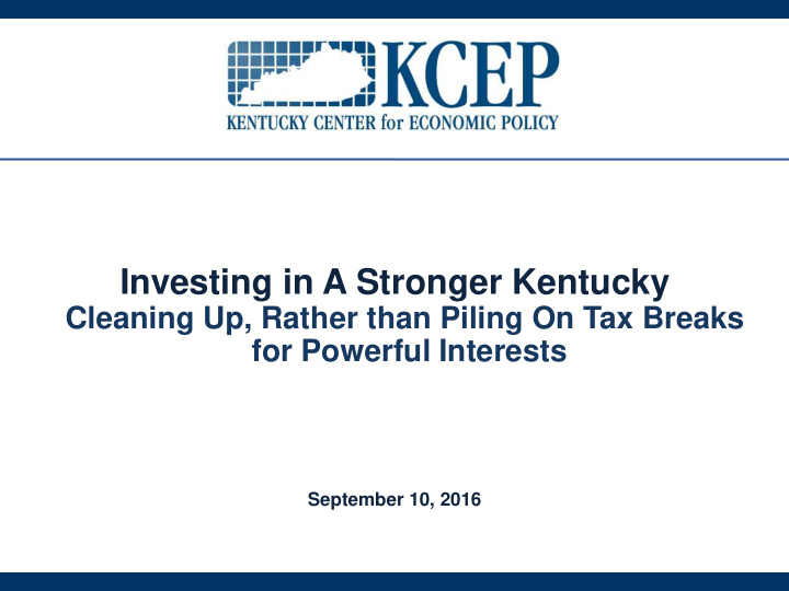 investing in a stronger kentucky