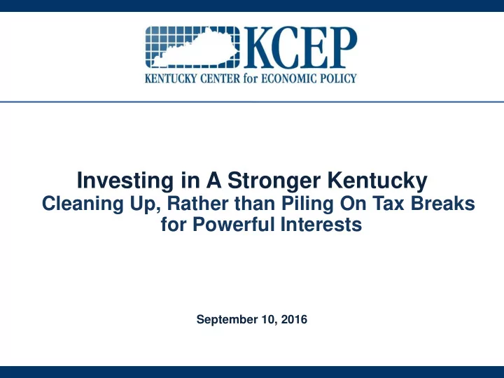 investing in a stronger kentucky