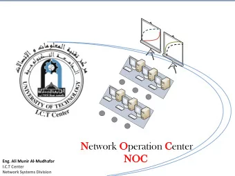 Network Operation Center  NOC  NOC  Eng. Ali Munir Al-Mudhafar  I.C.T Center  Network Systems