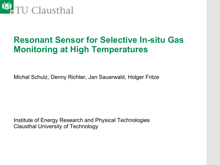 resonant sensor for selective in situ gas monitoring at