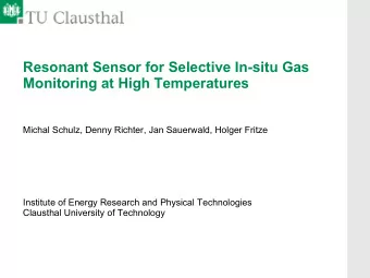 Resonant Sensor for Selective In-situ Gas  Monitoring at High Temperatures  Michal Schulz, Denny