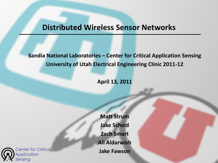 distributed wireless sensor networks