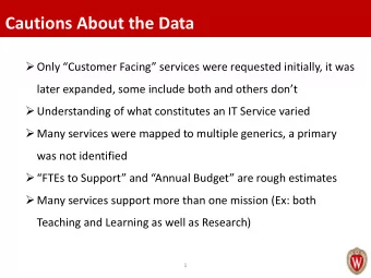 Cautions About the Data  Only Customer Facing services were requested initially, it was