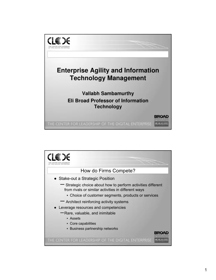 agility problems and exemplars