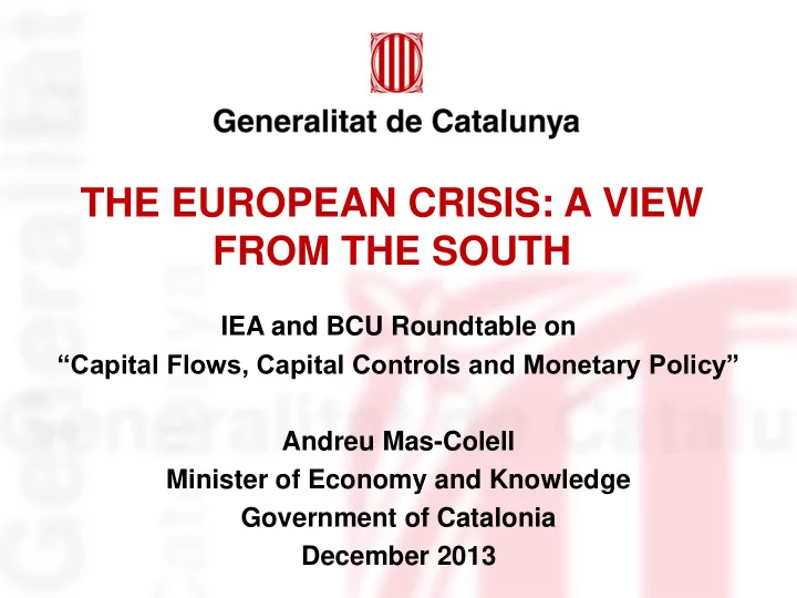 the european crisis a view