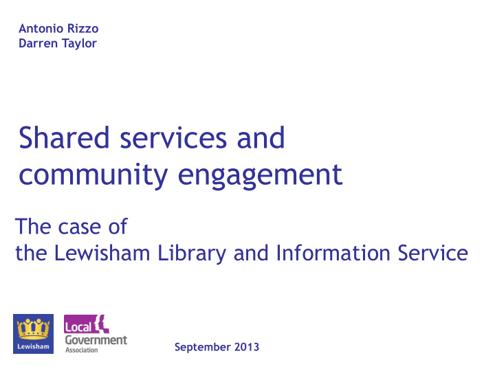 shared services and community engagement