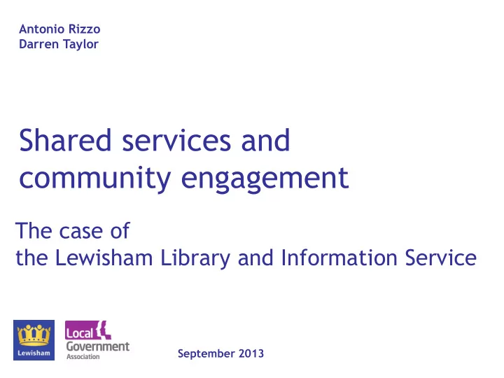 shared services and community engagement