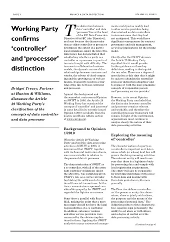 T  he distinction between  ments could just as readily lead  Working Party  data controller