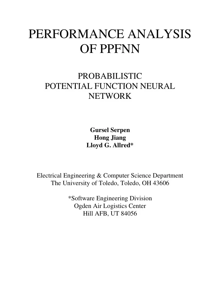 performance analysis of ppfnn