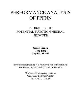 PERFORMANCEANALYSIS  OFPPFNN    PROBABILISTIC