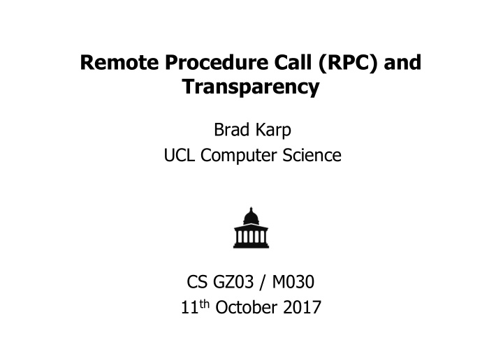 remote procedure call rpc and transparency