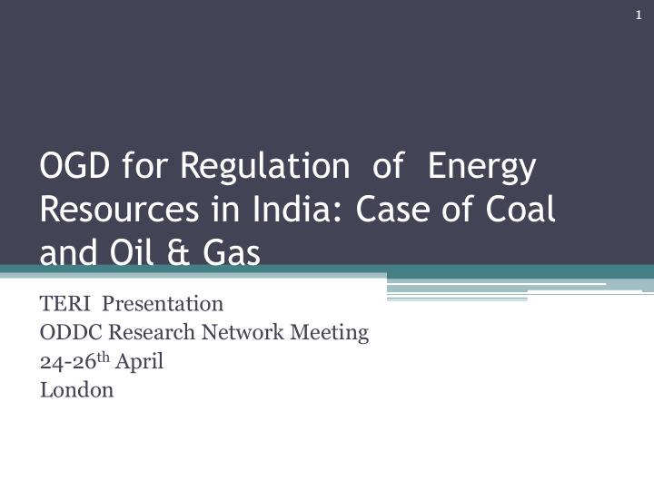 ogd for regulation of energy