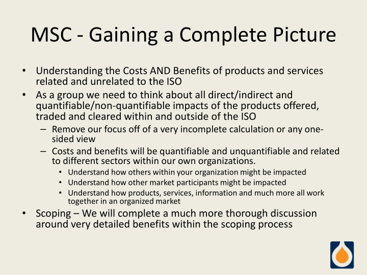 msc gaining a complete picture