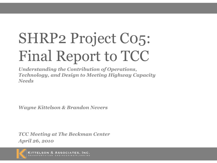 final report to tcc