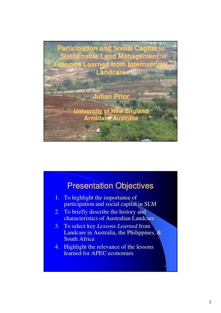 presentation objectives presentation objectives