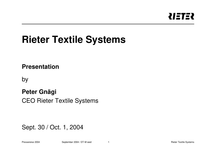 rieter textile systems