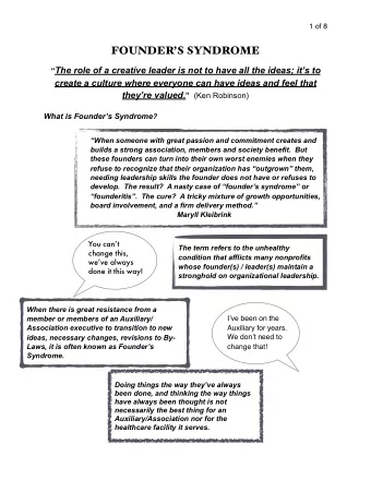 FOUNDERS SYNDROME  The role of a creative leader is not to have all the ideas; its to