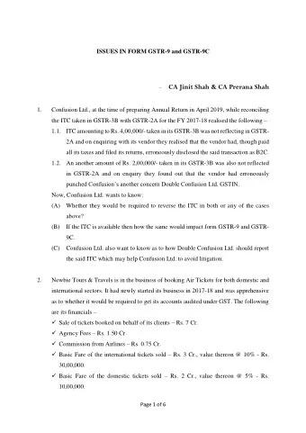 - CA Jinit Shah &amp; CA Prerana Shah 1.  Confusion Ltd., at the time of preparing Annual Return in