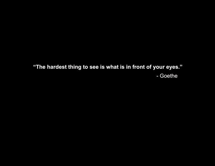 the hardest thing to see is what is in front of your eyes