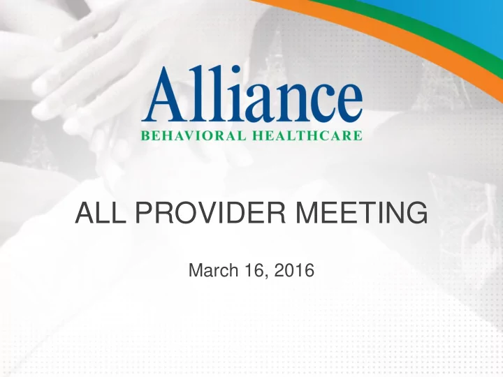 all provider meeting