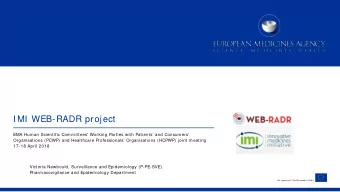 IMI WEB-RADR project  EMA Human Scientific Committees' Working Parties with Patients and