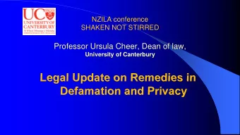 NZILA conference SHAKEN NOT STIRRED  Professor Ursula Cheer, Dean of law, University of Canterbury