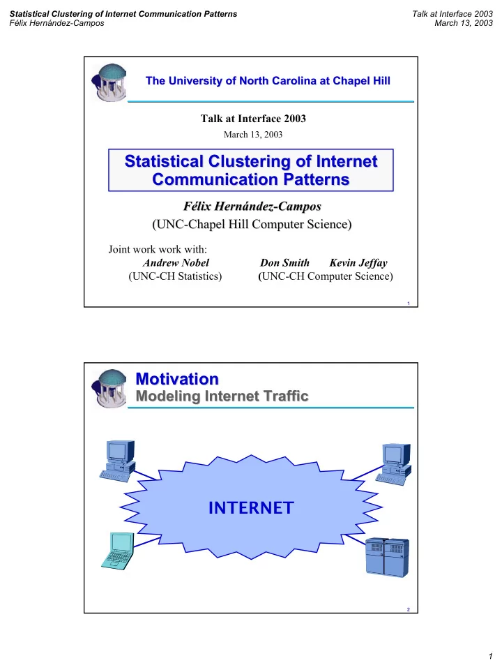 statistical clustering of internet statistical clustering