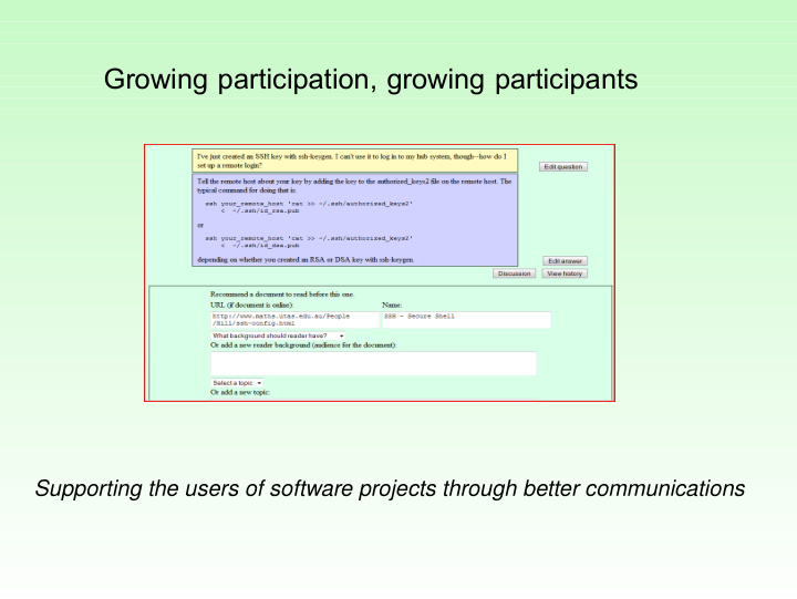 growing participation growing participants