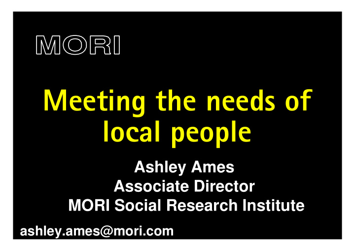 meeting the needs of local people