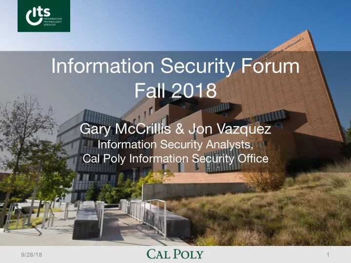 information security forum fall 2018