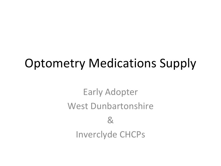 optometry medications supply