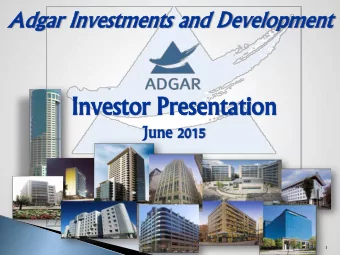 In  Inves  vestor  tor Pr  Presentati  esentation  on  June  Ju e 2015  1  Forwar  Fo