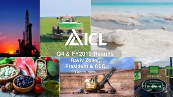 Q4 &amp; FY2019 Results  Raviv Zoller,  President &amp; CEO  Important Legal Notes  Im  Disclaimer