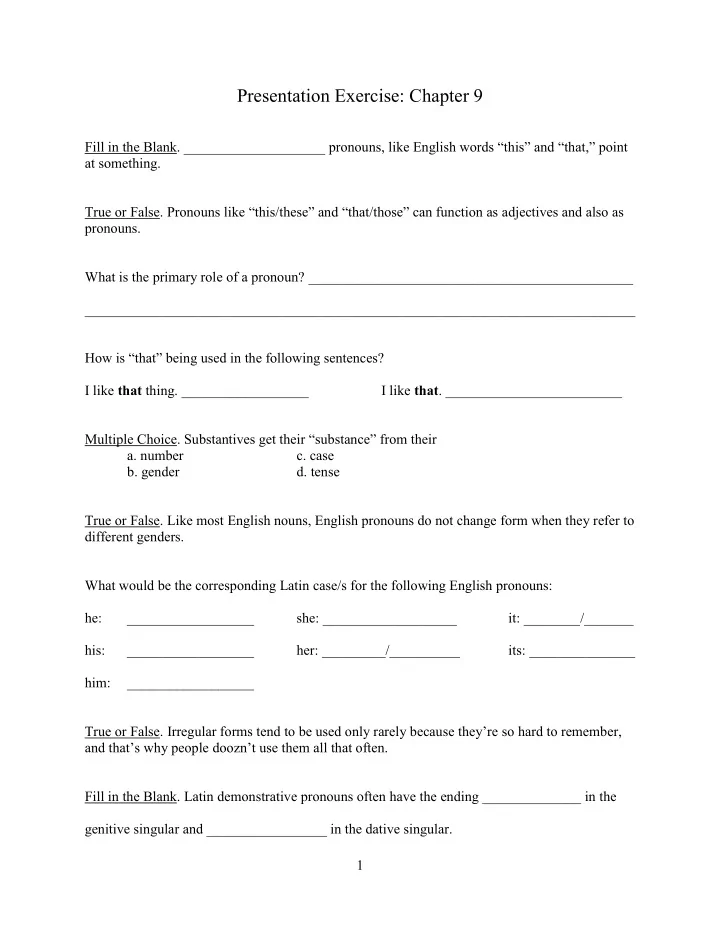 presentation exercise chapter 9