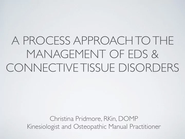 a process approach to the management of eds amp