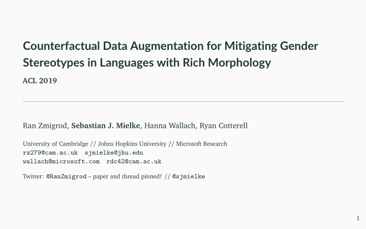 counterfactual data augmentation for mitigating gender