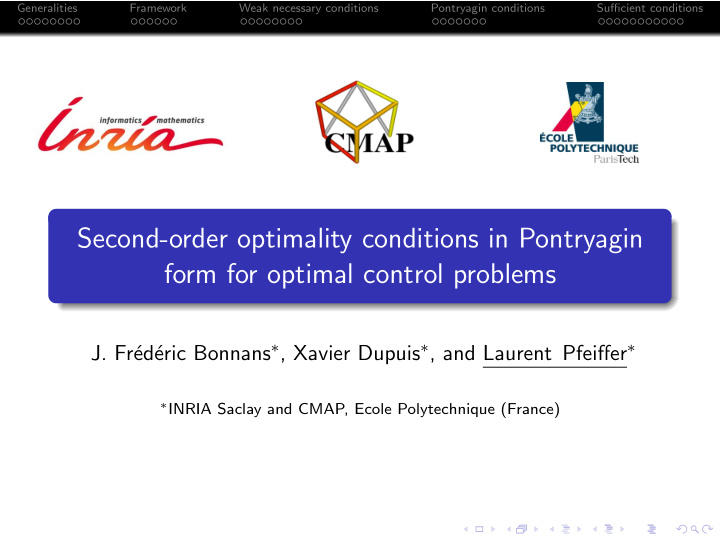 second order optimality conditions in pontryagin form for