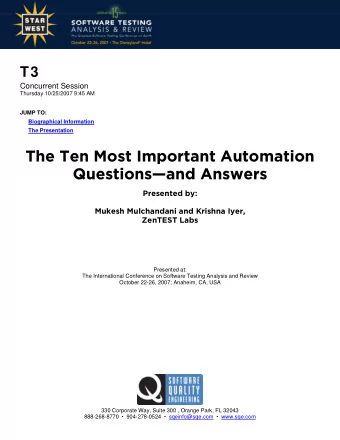 The Ten Most Important Automation  The Ten Most Important Automation  Questionsand Answers
