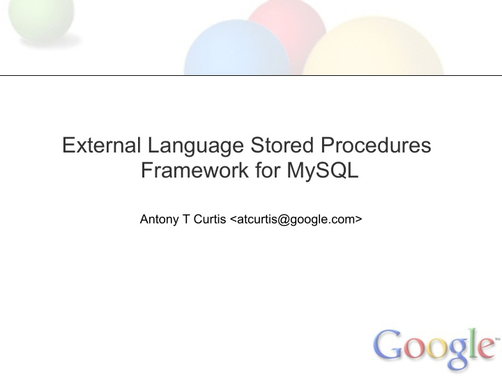 external language stored procedures framework for mysql